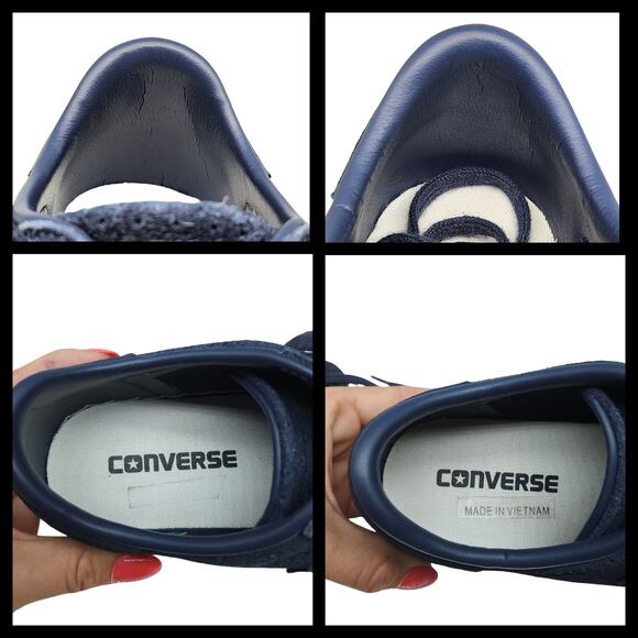 Converse Shoes Womens 6 Navy Blue Suede Leather Low Tops One Star Comfy Preppy - Picture 12 of 14